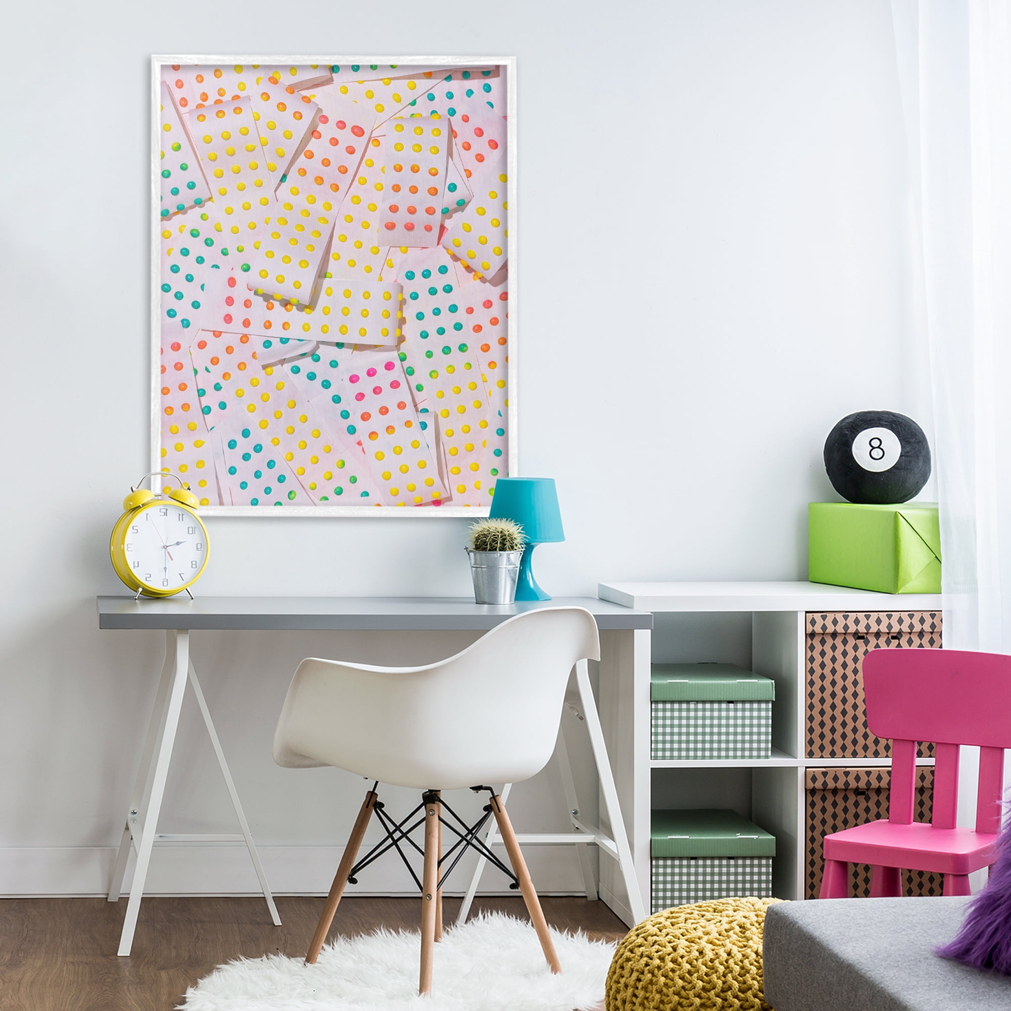 Stupell Industries Retro Color Candy Dots White Framed Giclee Art, design by LISH Creative