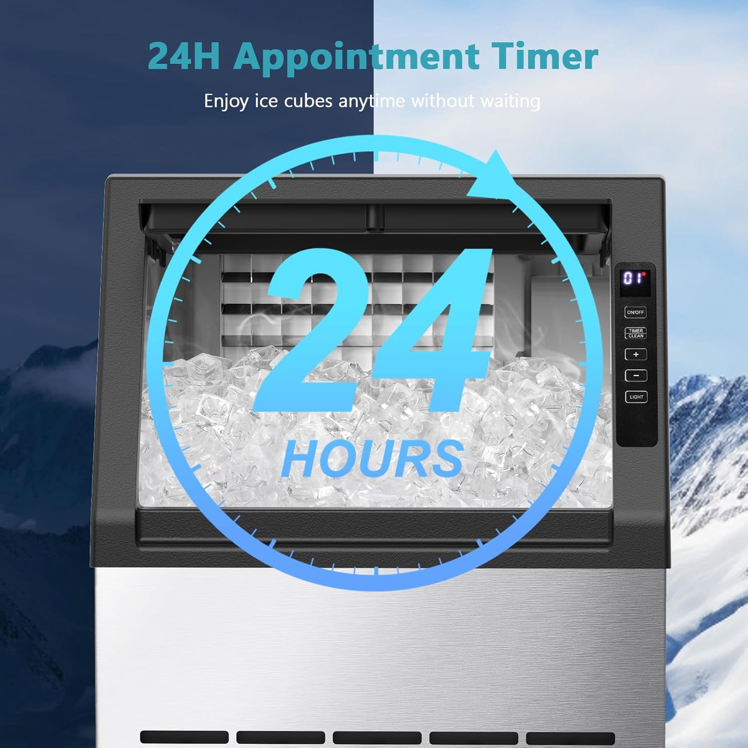 Commercial Ice Maker Machine,80Lbs/24H with 28Lbs Ice Storage Capacity Undercounter ice Machine,Auto Self-Cleaning,Stainless Steel Freestanding Ice Maker for Home/Bar/Restaurant/Outdoor