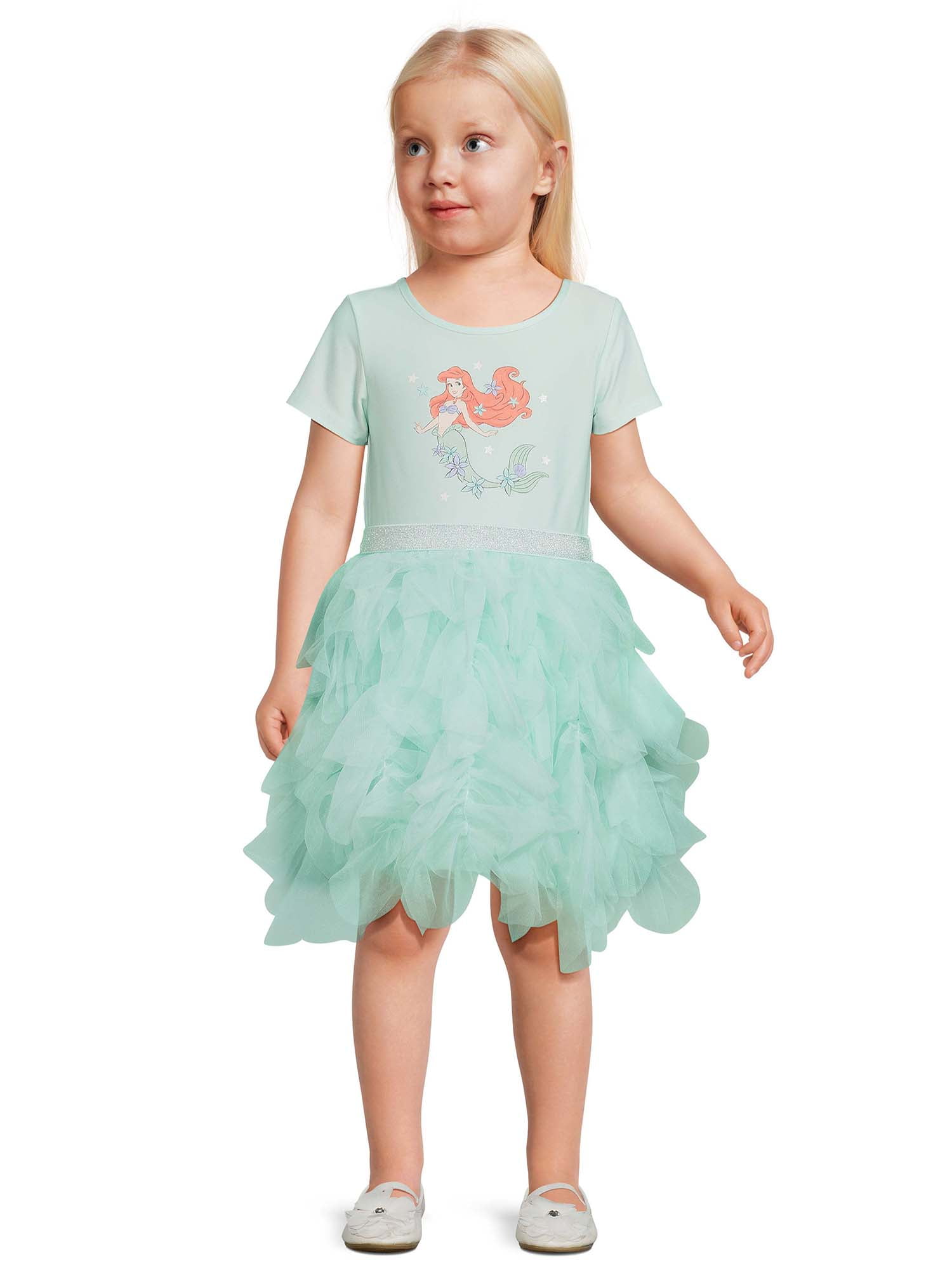 Disney The Little Mermaid Toddler Girl Short Sleeve Tutu Dress, Sizes 12M-5T