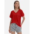 thumbnail image 3 of Women's Short Sleeve V-Neck Shirts Loose Casual Tee T-Shirt, 3 of 6