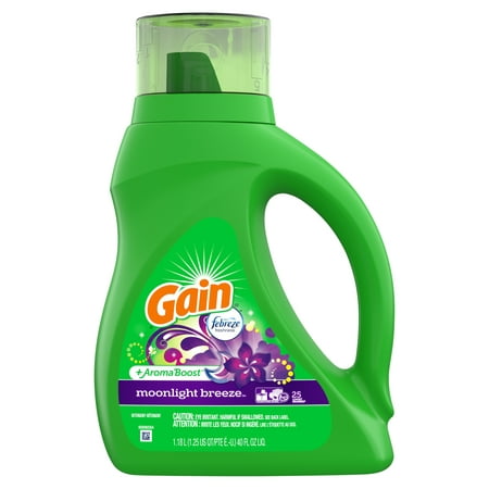 Gain + Aroma Boost Liquid Laundry Detergent with Febreze Freshness, Moonlight Breeze, 25 Loads 40 fl