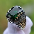 thumbnail image 2 of Anillos de sello turco hechos a mano Retro para hombres, anillo tallado de Color plateado antiguo, incrustaciones místicas de circón, nuevo anillo de motorista Punk, 2 of 4