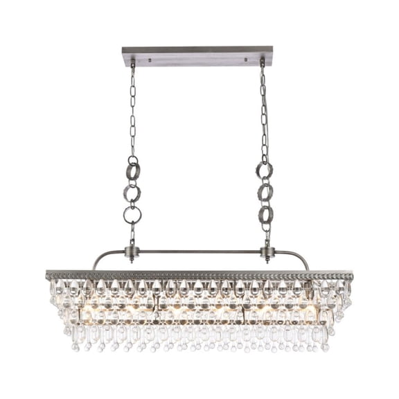 Nordic 40 inch rectangle pendant in antique silver