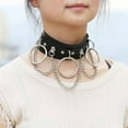 thumbnail image 5 of HOOUN Women Gothic Leather Punk Choker O-Ring Chain Spike Rivet Buckle Collar Necklace-D, 5 of 9