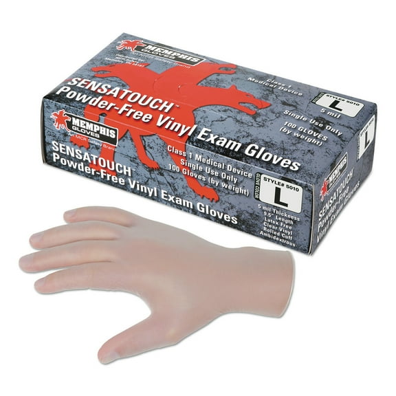 MCR Safety 5010M Sensatouch Vinyl Disposable Medical Grade Gloves - Medium/Clear (1000/Carton)