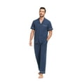 thumbnail image 6 of ANLIQI Men's 100% Cotton Pajamas Set Button Down Sleepwear Short Sleeve and Long Pants Pjs (Heather Navy,L), 6 of 7