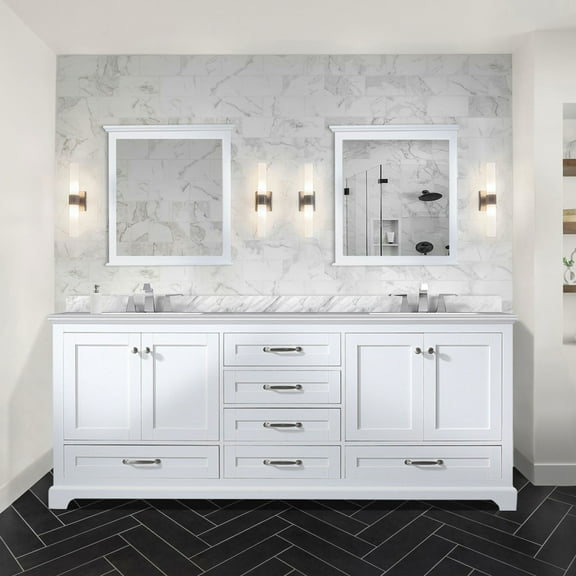 80 In. White Vanity For Bathrooms - Solid Wood, Plenty Of Storage Options Bath Soft Close, Abundant Space