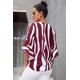 thumbnail image 1 of ABPHQTO Blusa de mujer con cuello en V y manga 3/4 de rayas verticales rojas, 1 of 5