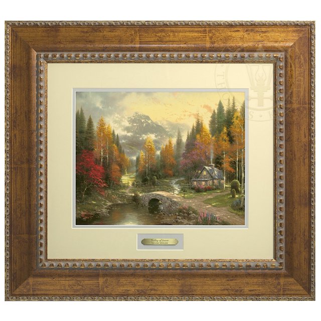 Thomas Kinkade The Valley of Peace - Prestige Home Collection (Antiqued Gold Frame)