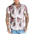 thumbnail image 3 of Camisas Hombre Camisa de manga corta de ocio de vacaciones de viaje de estilo de impresión de verano para hombres (A, 3XL), 3 of 4