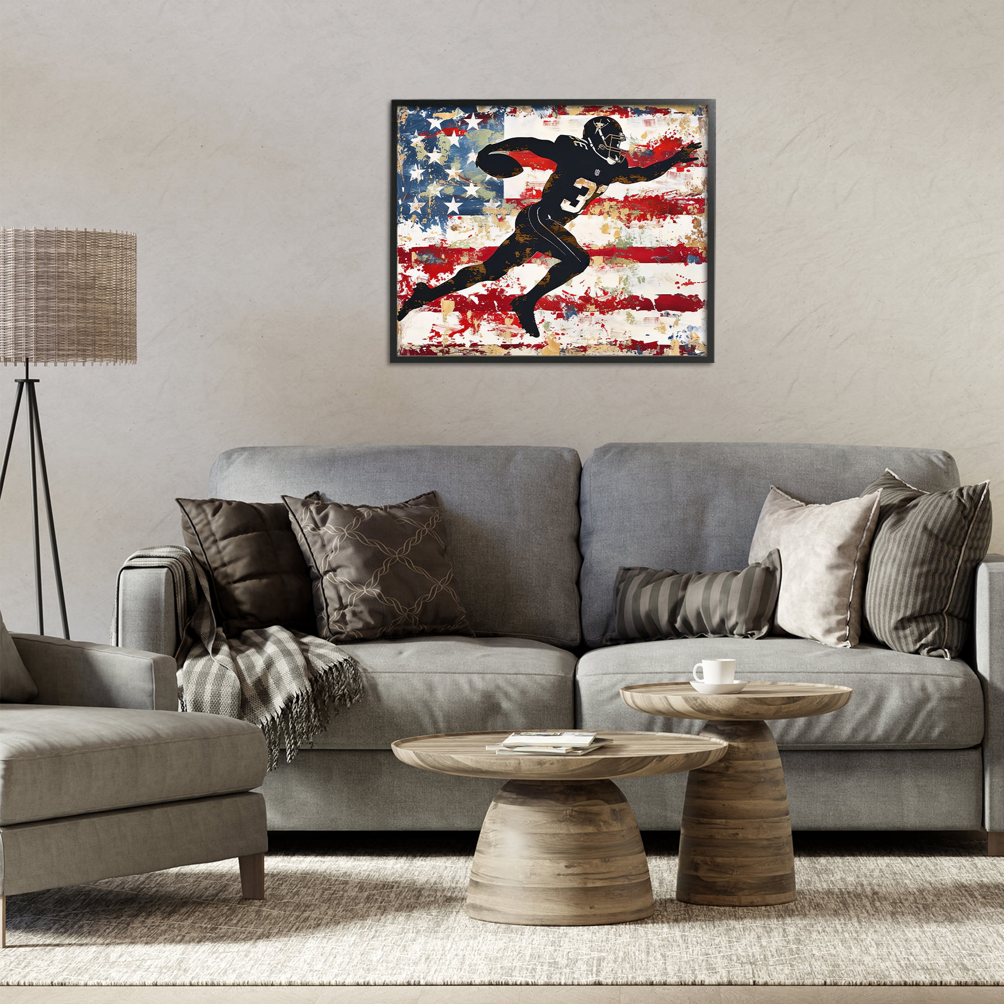 Stupell Industries Gridiron Glory Player Black Framed Giclee Art, design by Ray Powers