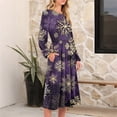 thumbnail image 5 of Women's Christmas Printed Fashionable Loose Round-Neck Dress, Holiday Print, Casual Wear, Retro Style, Comfort Fit, Everyday Dress, Festive,Purple,L, 5 of 5