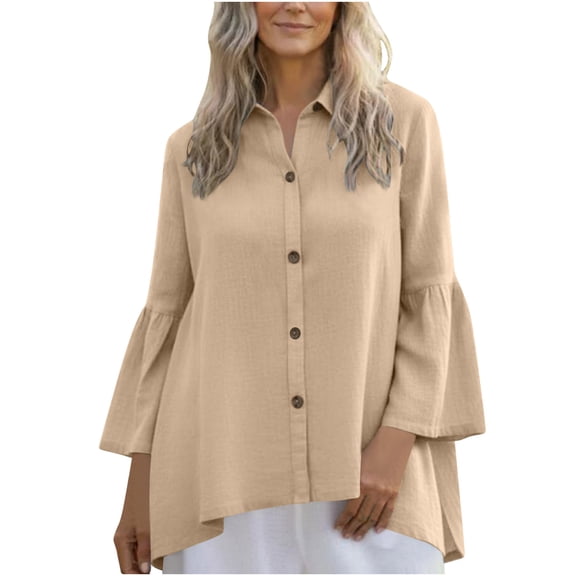 DxhmoneyHX Womens Tops V Neck Lapel Button Down Blouse Batwing Long Sleeve Shirts Casual Loose Fit Summer Trendy Tees