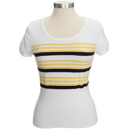 George ME - Women's Cap-Sleeve Stripe Scoop Sweater