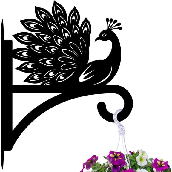 Iron Hanging Plant Hanger Bracket Wall Mounted Plant Hooks Peacock 338x391x1.8mm