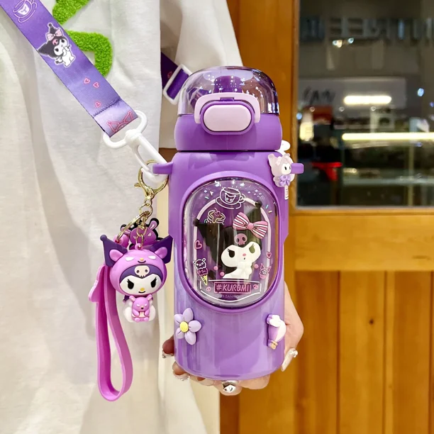 Girl Straw Kettle Crossbody Stainless Steel Kawaii 500ml Sanrio