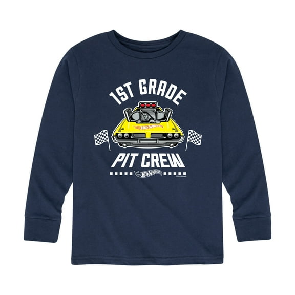Hot Wheels - Pit Crew 1st Grade - Youth Long Sleeve Graphic T-Shirt
