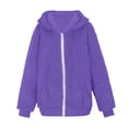 thumbnail image 4 of Glisme Girls Winter Jacket Color Block Sweatshirt Zipper Hoodie Blouse Warm Slim Casual Soft Coat Long Sleeve Hooded Sweatshirt Jacket Purple Breathable Outerwear Size 11 -12, 4 of 5