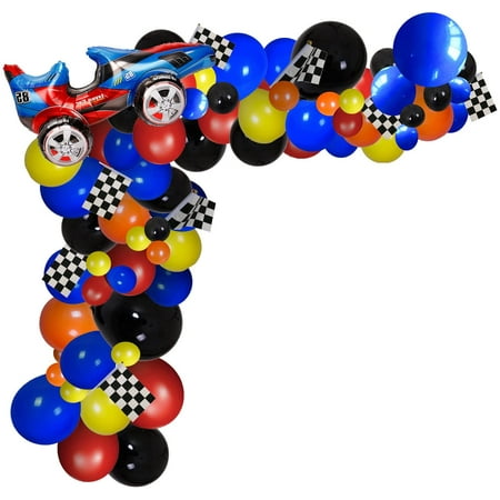 YN U 121 Pcs Racing Car Balloons Arch Garland Kit Decorations, Race Car ...