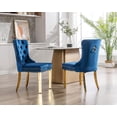 thumbnail image 2 of KCC Velvet Tufted Dining Chairs Set of 2, Back Pull Ring & Nailhead Trim, Gold Stainless Steel Leg Upholstered Side Chairs for Kitchen & Dining Room, Blue, 2 of 9