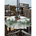 thumbnail image 2 of Outdoor Tablecloth with Umbrella Hole Zipper Foggy Forest Round Tablecloth 54" Waterproof Outside Table Cloth Green Mist Mountain Natural Landscape Patio Table Cover Tablecloths for Picnic Party, 2 of 8