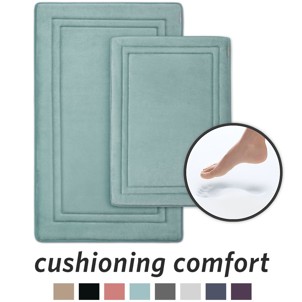 Microdry Quick Drying Memory Foam Bath Mat 2 Piece Set 17x24” & 21x34