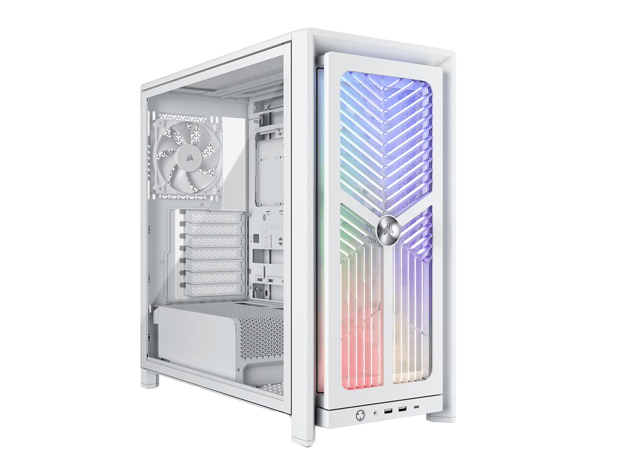 Corsair iCUE 4000X RGB Gaming ATX Mid Tower Computer Case, White