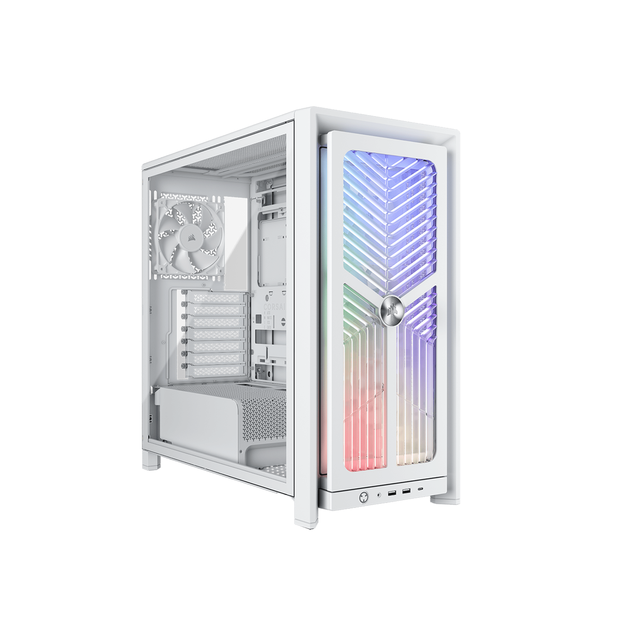 CORSAIR 4000X RS Mid-Tower PC Case, White - Illuminated front panel RGB - 4x RS120 fans included - Supports dual 360mm radiators - ASUS BTF, MSI Project Zero - White