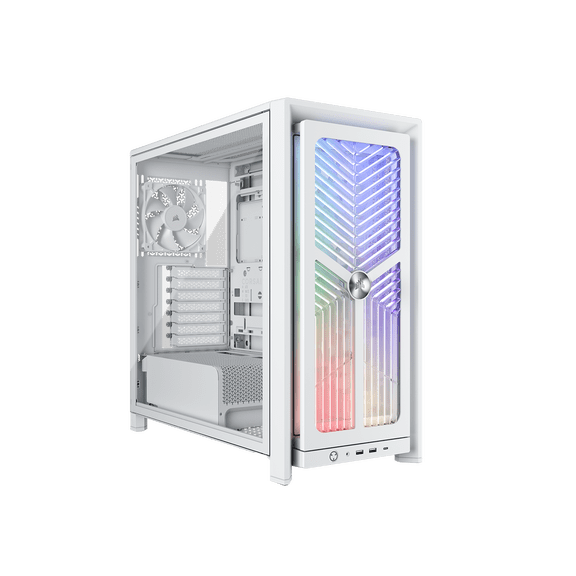 CORSAIR 4000X RS Mid-Tower PC Case, White - Illuminated front panel RGB - 4x RS120 fans included - Supports dual 360mm radiators - ASUS BTF, MSI Project Zero - White