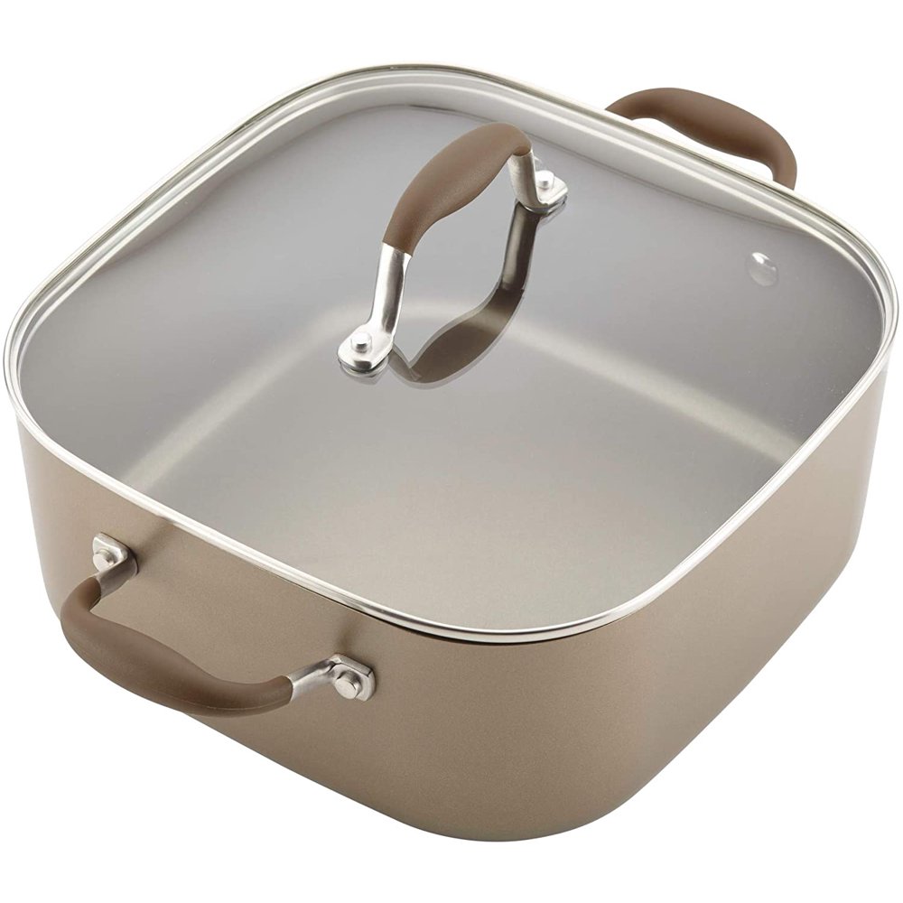 Anolon Advanced Umber HardAnodized Nonstick 7Quart Covered Square Dutch Oven, Light Brown