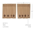 thumbnail image 3 of Primitive Tier Pair Bingham Star Applique Kitchen Cafe Window Curtains TCC Brands, 3 of 9