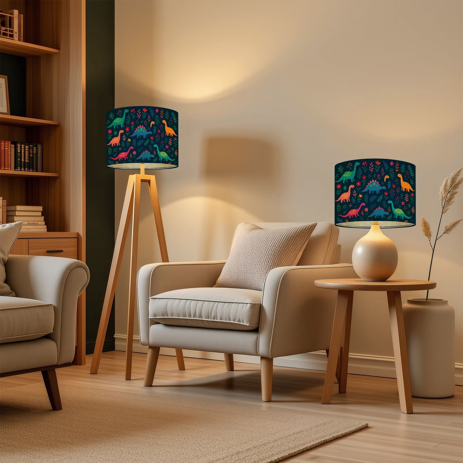 Lampshades 2 Pack Dinosaurs Cute kids for girls boys Colorful Cartoon Animals 13"x13"x10" Light Shade for Table Lamps Floor Lamps Drum Lamp Shades Lampshade Replacement Easy Assembly