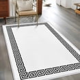 thumbnail image 2 of White Traditional Area Rugs 3x5 ft Greek Key Meander Border Square Geometric Washable Rug Non Slip Indoor Carpet Absorbent Floor Mat for Living Room Bedroom Dining Room, 2 of 9