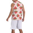 thumbnail image 2 of Naloa Hand Drawn Watermelon Basketball Jersey Reversible Men's Mesh Athletic Sports Shirts Training Practice S-4XLMedium, 2 of 6