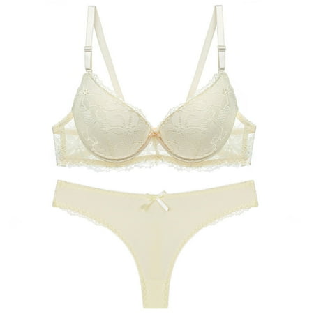 Summer Savings Clearance! Ynynloco Bra and Panty Sets for Women - Seamless Bralettes Lace Lingerie Sexy Comfortable Sports V Neck Bra Thongs