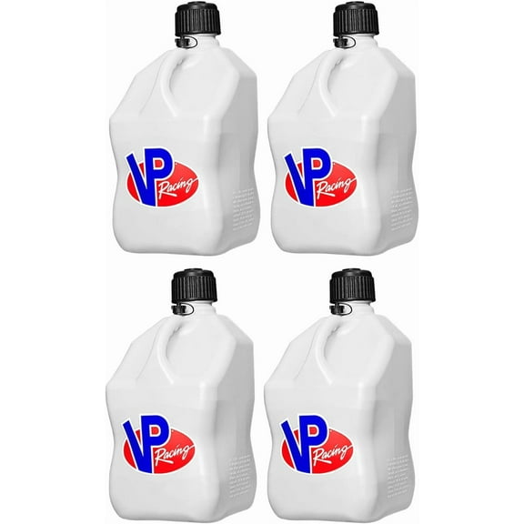 VP Racing 3522-CA, 5.5 Gallon Motorsport Racing Jug with Contoured Handle, Multipurpose Cap and Rubber Gaskets, White (4 Pack)