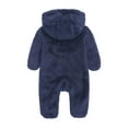 thumbnail image 2 of Luxalzxs Newborn Onesies with Mitten Cuffs Baby Boys Girls Winter Fleece Hooded Romper Jumpsuit Zipper Onesies Coat Outwear, 2 of 5