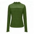 thumbnail image 6 of Women's Stretch Mesh Knit Long Sleeve Top Tops Shirts Blouses Crewneck Slim Fit Base Layer Solid Color Soft Breathable Casual Daily Wear Work Office Travel Fashion Essential Gift for Women, 6 of 9