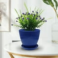 thumbnail image 2 of 7.5/6.5/5.5/4.9/4.2/3.5 inches Plant Planters 6 Pack, Thick Sturdy Plastic Pots for Plants, Indoor/Outdoor 6 Sizes Flower Pots with Drainage Holes and Saucers (6 Sizes,Dark-Blue), 2 of 6