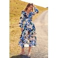 thumbnail image 4 of Vestido PRETTYGARDEN Floral Negro y Azul Talle XXL, 4 of 9