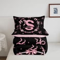 thumbnail image 5 of meiyoeat Coquette Bowknot Monogram S Full Size Comforter Sets,Pink Initial Design Bedding Comforter Set For Girl,Pink Reversible,3-Piece,1 Comforter and 2 Pillowcases, 5 of 7