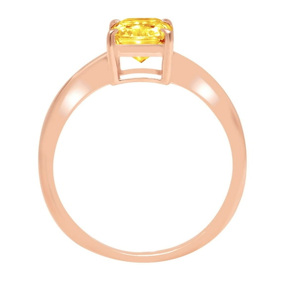 1 ct Radiant Cut Natural Citrine Solitaire Engagement Ring for Women in 18K Rose Gold