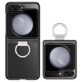 thumbnail image 3 of Elegant Choise Case with Screen Protector for Samsung Galaxy Z Flip 5 5G Clear Plating Rugged Phone Cover with Ring Holder, Black, 3 of 14
