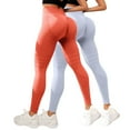 thumbnail image 4 of Women's Textured Hip Lifting Fitness Pants with Tummy Control, High Waisted Peach Booty Yoga Pants 2PC Set, Seamless Workout Leggings for Gym, Running and Daily Training Orange XL, 4 of 4