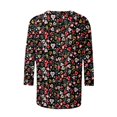 thumbnail image 5 of Nouveaux et Tendances T-Shirts Graphiques Uooqdmx pour Femmes, Hauts Boho pour Femmes, Hauts Floraux pour Femmes, Tunique Col en V 2025, Hauts de Printemps pour Femmes 2025, Rouge 2 TTG, 5 of 5