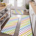 thumbnail image 2 of Colorful Checkerboard Pattern Kitchen Rugs Sets Of 3,Kitchen Runner Rugs Non Skid Washable,Decorative Kitchen Floor Mats for Kitchen,Sink,Laundry,17"x30"+ 17"x47" + 17"x59", 2 of 6