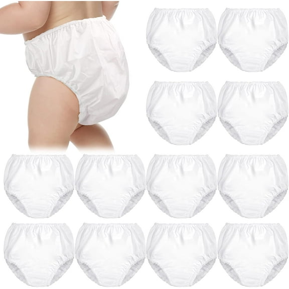 Yoqb 12 Packs Waterproof Plastic Pants for Toddlers Reusable Diaper Covers Unisex Baby Potty Training Underwear CoversA108
