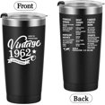 thumbnail image 2 of 1962 60th Birthday Gift for Women and Men - 60th Gifts for Parents - 60th Class Reunion - Mom Dad Wife Husband Grandpa Grandma Present - 20oz Tumbler Cup（black）, 2 of 5