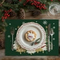 thumbnail image 3 of mubwai Christmas Placemats 12x18 Inch Set of 4, Xmas Trees Snowflakes Winter Seasonal Holiday Farmhouse Kitchen Dining Table Decoration for Indoor Outdoor Dinner Party Décor (Green) GP127-18, 3 of 7