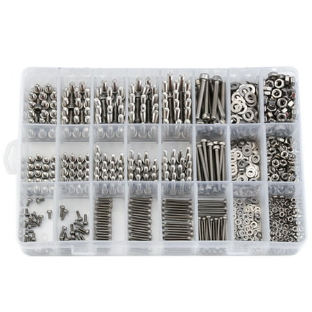 

1080PCS M2// Stainless Steel Hex Socket and Nuts Set Fastener Hardware Hexagon Socket Head Cap Screws Flat Washer with 3PCS Nuts Wrench Kit